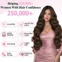 ALXNAN Clip in Hair Extensions for Women,Chocolate Brown with Dark Brown Long Wavy Hair Extensions Clip Ins 4PCS 24 Inch Synthetic Soft and Natural Thick Hair Pieces for Women