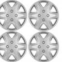 (Set of 4 ）14" Silver Hub Caps Universal Wheel Rim Cover ABS Material Exterior Accessories Snap on Car Truck SUV