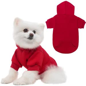 KOOLTAIL Dog Hoodie for Large Medium Small Dogs, Soft and Warm Pet Sweater with Leash Hole and Pocket Boy Girl, Puppy Fall Winter Jacket Clothes, French Pitbull Cold Weather Coat Sweatshirt, Red M (Medium (Pack of 1))