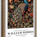 Framed Vintage Peacock Canvas Wall Art, William Morris Style Botanical Bird Print for Living Room Bedroom Bathroom Office, 16x24 Inch Ready to Hang
