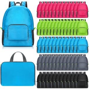 Jexine 80 Pcs Backpack Bulk 17 Inch Foldable Backpack 5 Assorted Colors Lightweight Back Pack for Outdoor Travel Zippered Book Bags