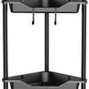 Orimade Rustproof 4 Tier Floor Standing Corner Shower Caddy Organizer, Plastic Metal Splicing Floor Corner Shelf Rack Storage Stands for Bathroom,10.8 x 10.8 x 44.6 inches, Black