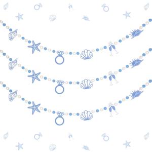 3 Pcs Last Toast On The Coast Felt Balls Garlands, 5 Ft Blue Bachelorette Nautical Pom Pom Balls Decorative Banner Garland, Wall Hanging for Holiday Wedding Nursery Home Birthday Decorations