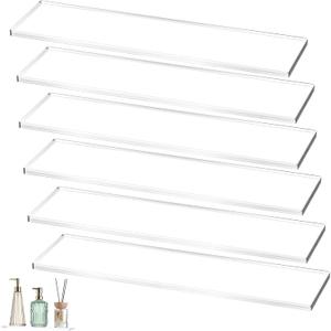 Leinuosen 6 Pcs Clear Medicine Shelves 13 Inch Acrylic Medicine Cabinet Replacement Shelves Suitable for Bathroom Living Room Kitchen Wall Mounted and Hanging Cabinet