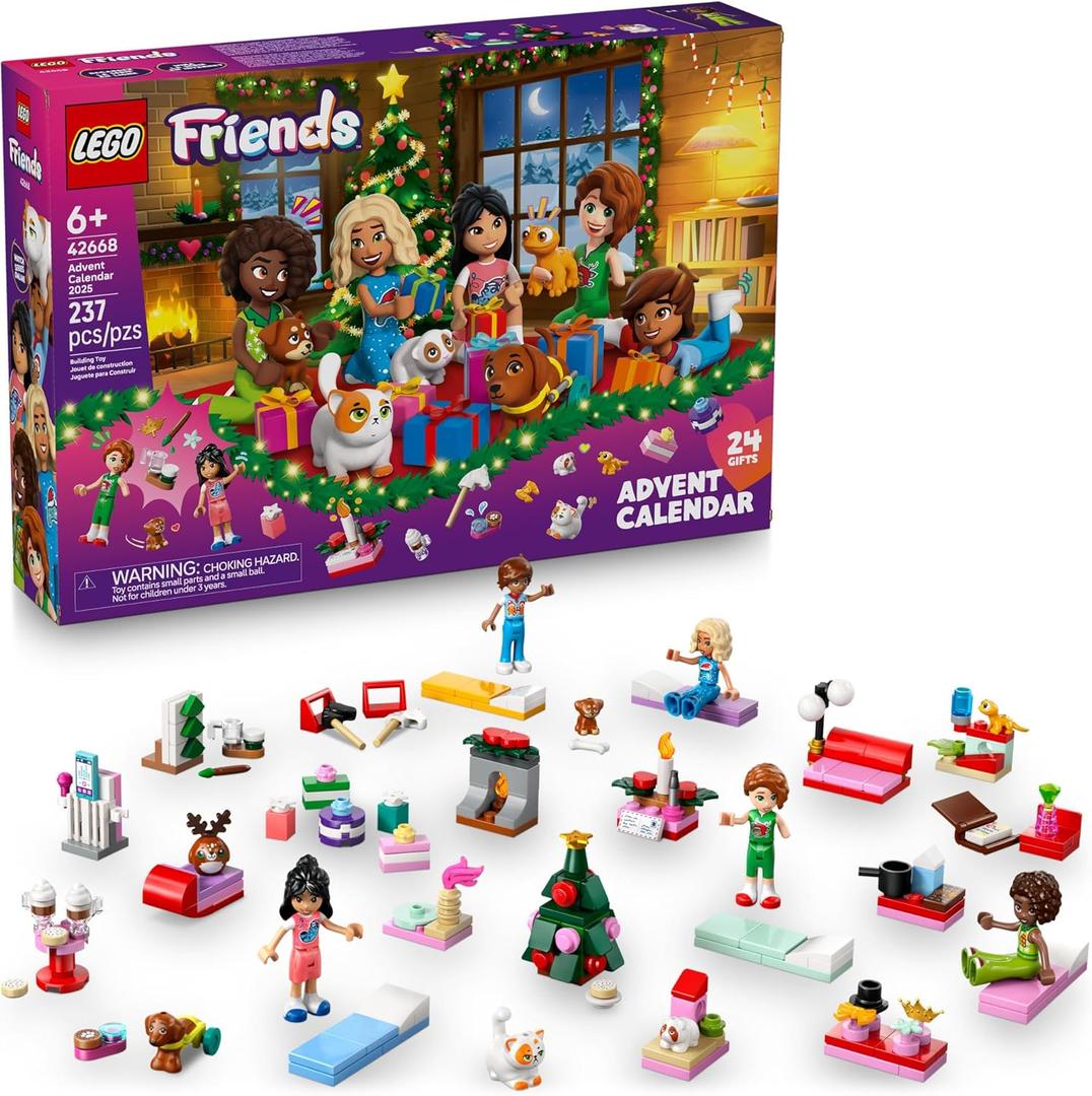 LEGO Friends Advent Calendar 2025 Building Toy - Holiday Countdown Set for Girls & Boys, Ages 6+ - 24 Buildable Surprises, 5 Minidolls & 5 Pets - Kids Gift Idea for Christmas - 42668
