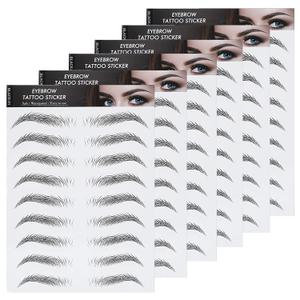 Molain Brow Tattoo Eyebrow Peel Off Temporary Tint Waterproof 4d Realistic Sticker Angled Stencil Removal Practice Drawing Color Sheets Patches Women Girls Makeup(6 PCS Black)