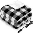 Sealy 12-Volt Heated Car Blanket, Portable Electric Blanket with 3 Heating Levels & 4 Hours Auto Off for Car, Truck, SUV, RV or Camping, Machine Washable, 59" X 43", Plaid