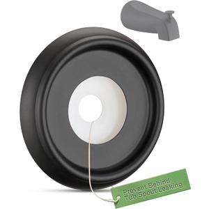 Tub Spout Cover Ring with Seal Back Hole Cover Fit 1/2" Copper Pipe, Thread Pipe, Prvent Leaking from Behind Tub Spout, 1-1/2 Inch ID and 3-5/8 Inch OD, Matte Black