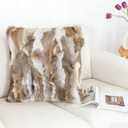 Rabbit Fur Throw Pillow Covers Neutral Decorative Pillowcase Soft Fluffy Plush Animal Skin 24"x24" Cushion Covers for Couch Sofa Bedroom Pillow Shell (Yellow)