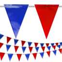 Blue & Red Pennant Banner Flags | Heavy-Duty Outdoor | OSHA 500lb Rated | Strand Fade Resistant 102FT