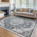 SONGMICS HOME Area Rug, 5x7 ft Rug for Bedroom, Non-Slip Carpet, Traditional Vintage Style, Home Decor, for Living Room, Kitchen, Entryway, Dining Room, Machine Washable, Dove Gray UTAR036G01 (5'W x 7'L)