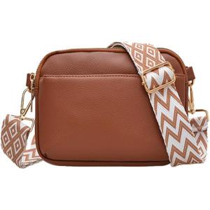 Small Crossbody Bags for Women Vegan Leather Adjustable Strap Shoulder Handbag, Multi-Pocket Small Purse Shoulder Handbag (Brown)