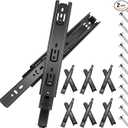 20 inch Drawer Slides 6 Pairs (12pcs) Full Extension Ball Bearing Drawer Rails Side Mount 3 fold Metal Dresser Runners for File Cabinet Trash Can Kitchen Wardrobe Glides 20" Black 100 LB Capacity