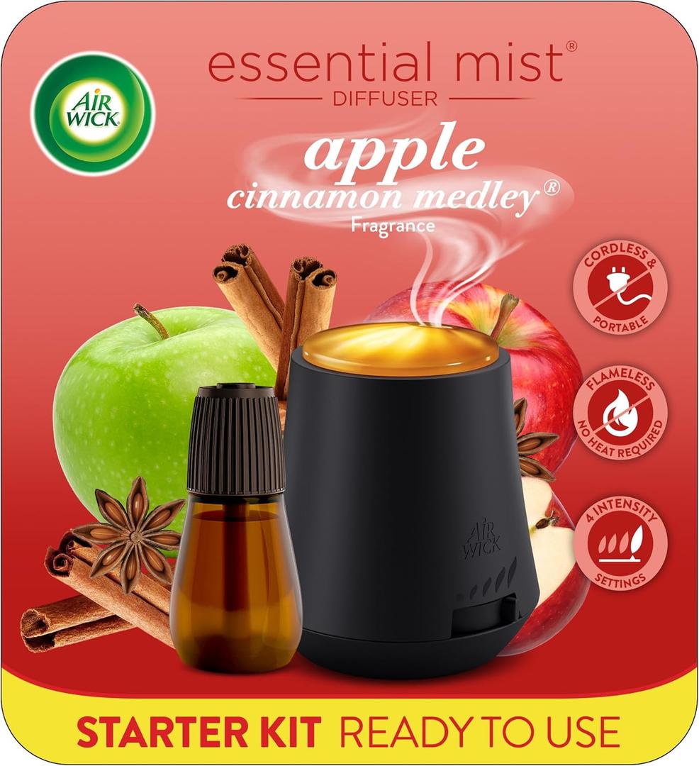 Air Wick Essential Mist Starter Kit (Diffuser + Refill), Apple Cinnamon, Fall scent, Fall spray, Essential Oils Diffuser, Air Freshener