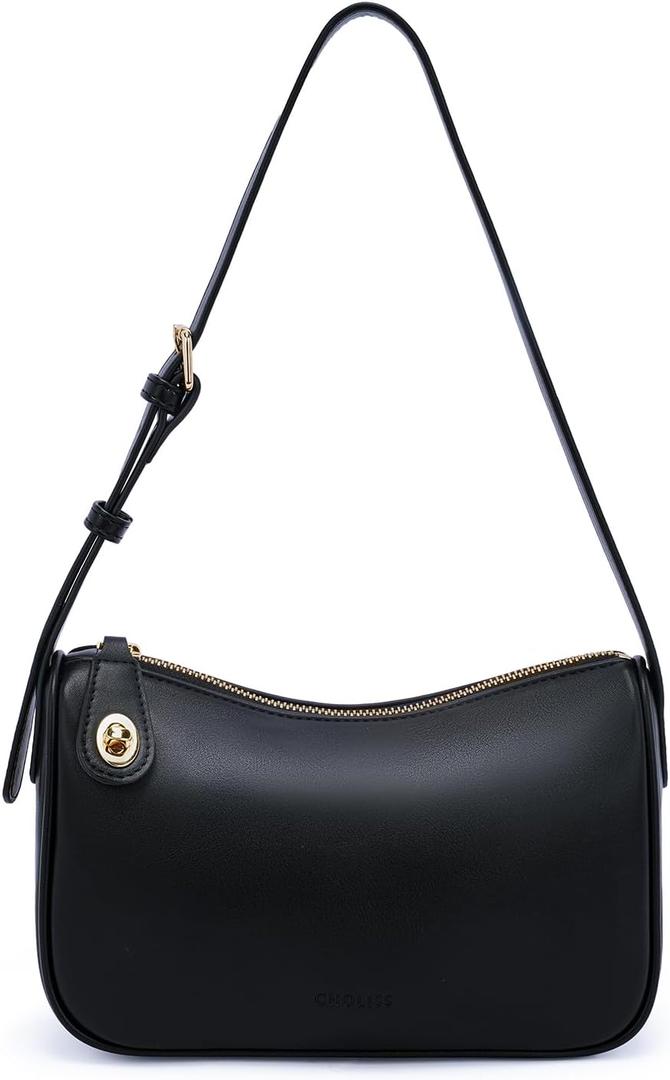 CHOLISS Shoulder Bag for Women, RFID Anti-Theft Crossbody Bags for Women, Vegan Leather Purse Handbags with Zipper Closure (Black)