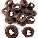 GXXMEI 24PCS/Set Small Faux Bird Nest with Eggs for Crafts, Artificial Rattan Birds Nest for Easter Wedding Home Party Christmas Tree Decoration (8pcs Small Size Nest, 16pcs Eggs)