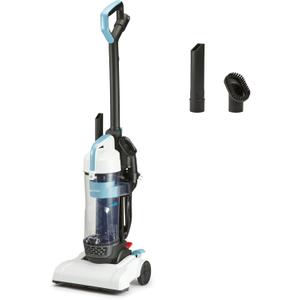 Amazon Basics Upright Bagless Vacuum Cleaner for Carpet and Hard Floors, Easy to Empty, Easy to Maneuver, Washable Filter, With Crevice and Upholstery Tools, Detachable Handle, Lightweight (8.4 lbs), 1.7L Dust Cup, 25ft Cord, Black/White