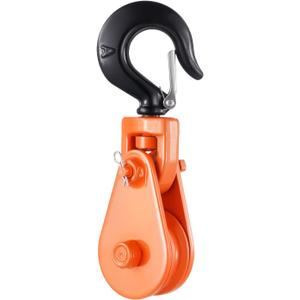 VEVOR 2 Ton Snatch Block with Swivel Hook, 3" Sheave 3/8" Inch Wire Rope, Heavy Duty Snatch Block Pulley 4400 lbs for Towing and Recovery Operations on Tow Truck Rollback Wrecker Car Hauler Winches (orange)