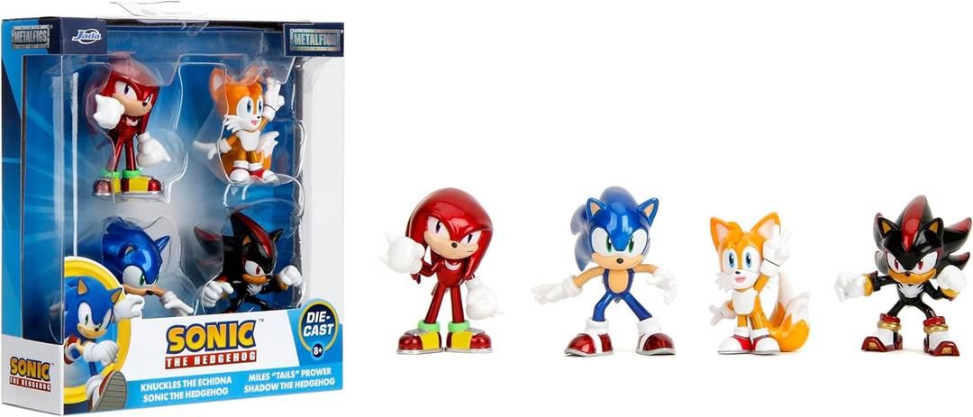 Jada Metalfigs Sonic The Hedgehog 4-Pack, Sonic, Tails, Knuckles, Shadow, 2.5 Die-Cast Figures - Wave 1, Ages 8+