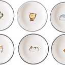 FUYU 6pcs Cute Cat Multipurpose Ceramic Sauce Dish Seasoning Dishes Sushi Dipping Bowl Appetizer Plates