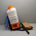 VEVOR 4 Gallon Battery Powered Backpack Sprayer with Wheeled Cart, Adjustable 0-94 PSI, 13FT Hose, 6 Nozzles, 2 Wands Included, Wide Mouth Lid for Weeding, Cleaning, Long Spray Time, White+Orange