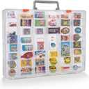 Organizer Box Compatible with Mini Brands Collectibles, 48 Grids Clear Plastic Box with Removable Dividers and Latch Opening, Ideal for Display and Storage of Mini Brands Toys, Travel Friendly