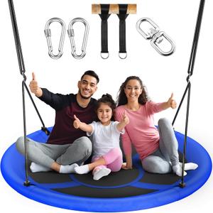 43" Saucer Tree Swing for Kids Adult, 700lbs Weight Capacity, Waterproof Flying Saucer Swing with Adjustable Hanging Straps, Swing Seats for Backyard Outdoor Indoor Playground, Blue