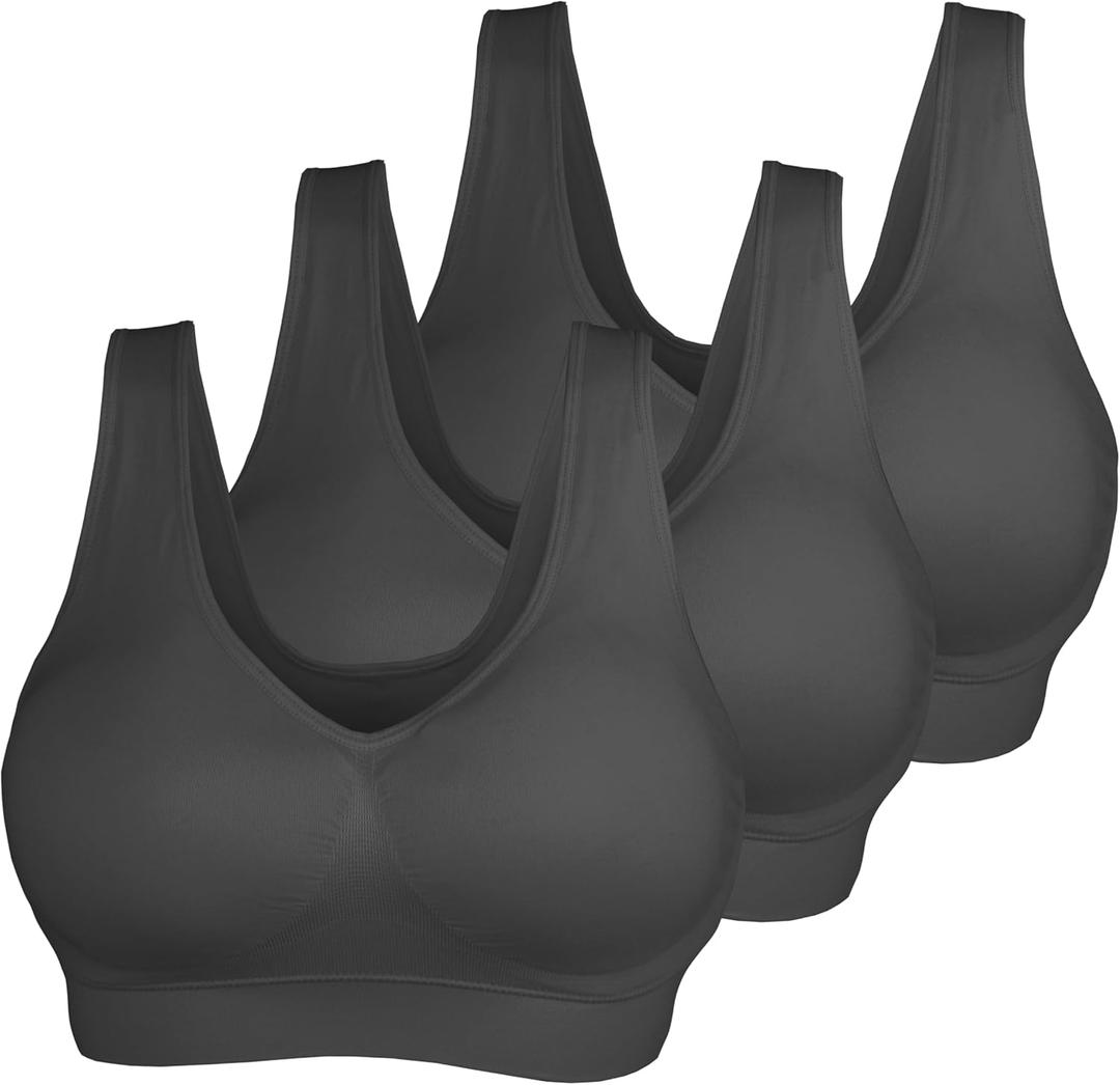 Cabales Women's Seamless Wire Free Bra for Women Removable Padded Comfort Sports Bra (6X-Large, Color-3)