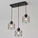 3-Light Hanging Pendant Light Fixture, Black Pendant Lights Kitchen Island, Farmhouse Pendant Lighting with Bedroom Dining Room, E26 Base, Bulbs Not Included