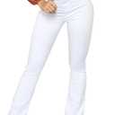 LONGBIDA Skinny Bell Bottom Jeans for Women high Waist Stretch Bootcut Denim Pants (X-Large, White)