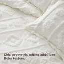 Bedsure Boho Duvet Cover King - Tufted Boho Bedding, Farmhouse-Style Distressed Vintage Embroidery Bedding for All Seasons, 3 Pieces, 1 Soft Jacquard King Comforter Cover and 2 Pillow Shams