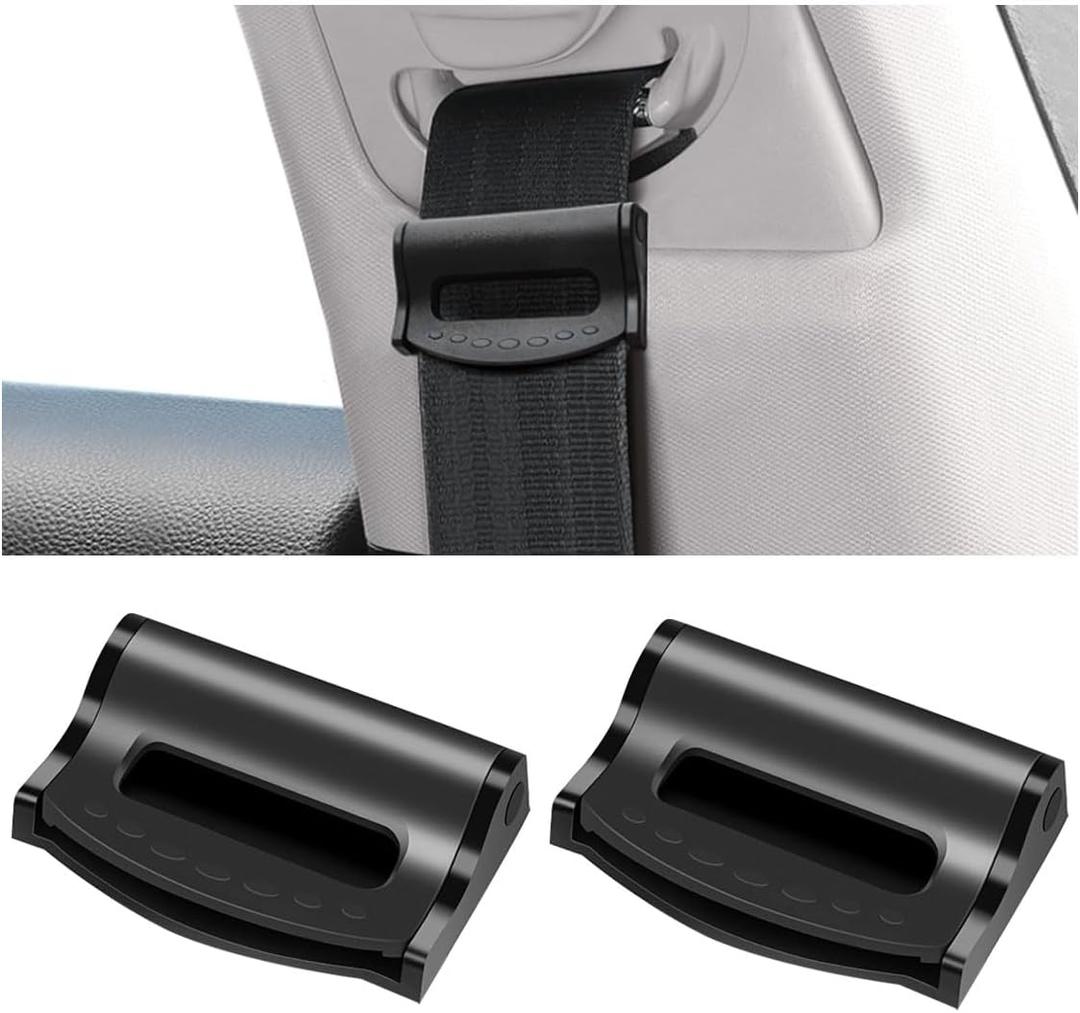 2PCS Car Seatbelt Adjuster, Universal Auto Seat Belt Clips for Adults/Kids, Comfort Car Shoulder Neck Protector Strap Positioner, Seatbelt Locator Retainer Locking Clips for Car, SUV (Black)
