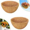 2 Pack 14 Inch Round Coconut Liners for Planters- Natural Hanging Basket Coco Coir Liners Replacement, Coconut Fiber Liner for Outdoor Garden Plants, Flower Pot, Vegetables, Fence, Decks