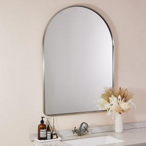 ANDY STAR 30x40 Brushed Nickel Arched Mirror, Brushed Silver Bathroom Mirror, Arched Vanity Mirror for Wall, SUS304-Anti-Rust, Tube Frame, Wall-Mounted Vertical 1 Deep
