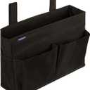 Surblue Caddy Hanging Organizer Bedside Storage Bag for Bunk and Hospital Beds, Black, Small