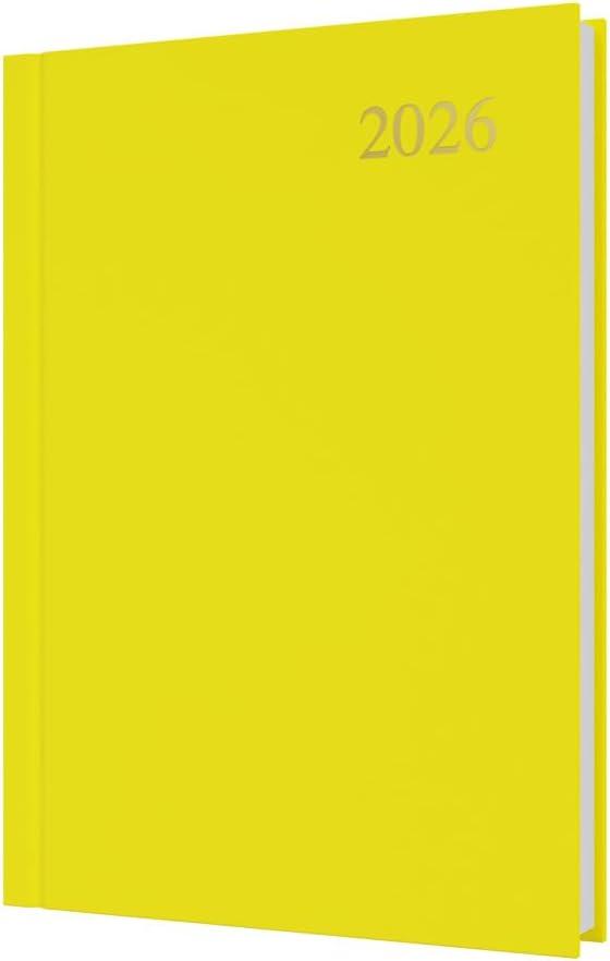 Collins - Essential - 2026 12 Month Calendar Year Planner, Day-To-Page Diary, A5 Hard Cover - Yellow (ESSA51.45-26)