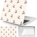 Seorsok Compatible with MacBook Air 13 Inch Case 2022 2021 2020-2018 Release A1932 A2179 M1 A2337 Touch ID,Cute Red Cherry Aesthetic Plastic Hard Case & Transparent Keyboard Cover,Marble Texture Beige