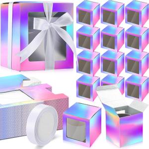 Ctosree 50 Pcs Mug Boxes for Gifts Sublimation Mug Box with Clear Window for Coffee Cup Packaging Shipping Exhibition for 11oz, 12oz, 15oz Blank Gift Christmas Wrapping Craft(Laser)