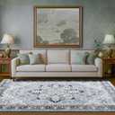 RUGICI Boho Washable Area Rug 9x12, Spill-Proof Surface, Non-Slip Backin,Low Pile Faux Wool Large Printed Rugs for Living Room, Bedroom, Ding Room, Entryway and Home Decor (Cyan, 9x12)