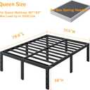 SHLAND Bed Frame Queen Size, 18 Inch Heavy Duty Queen Bed Frame Metal Platform No Box Spring Needed, Mattress Foundation, Easy Assembly, Storage Space, No Noise