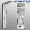 Shower Panel Tower System 5-in-1 Shower Panel Tower with Powerful Body Massage, Rainfall, Waterfall,Handheld and Tub Spout, Stainless Steel Shower Column - Brushed Gray