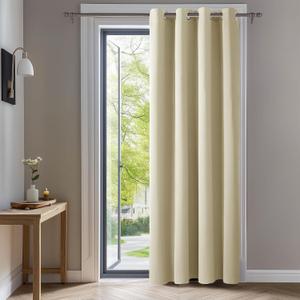 Deconovo Blackout Curtain Panel Solid Grommet Top, Thermal Insulated & Energy Saving, Machine Washable Room Darkening Window Treatment for Bedroom & Living Room, 1 Panel, Beige, 42W x 63L
