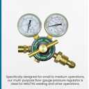 Flame Tech Flow Gauge Argon Regulator, Easy to Read 2 Dual-Scale Gauges, Ideal Welding Tool, Sturdy Construction, Comes Packaged in a Black Box, Tested in The USA