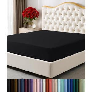 Utopia Bedding Twin Fitted Sheet - Bottom Sheet - Deep Pocket - Soft Microfiber - Shrinkage and Fade Resistant - Easy Care -1 Fitted Sheet Only (Black)