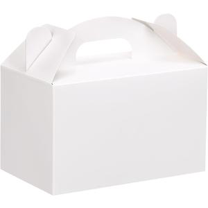 Moretoes 48 Pack White Party Favor Treat Boxes, Gable Gift Boxes with Handles for Birthday, Wedding, Baby Shower