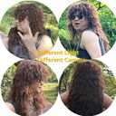80s Rock Mullet Wigs for Men and Women Long Brown Curly Wig 70s 80s Costumes for Men Women Halloween Cosplay Party Wigs