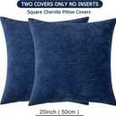 GAWAMAY Decorative Square Throw Pillow Covers 20"x20" Inch Set of 2, Super Soft Chenille Pillows Farmhouse Fall Pillowcase for Living Room Bedroom Sofa Couch Cushion Cover Navy Blue 50x50cm