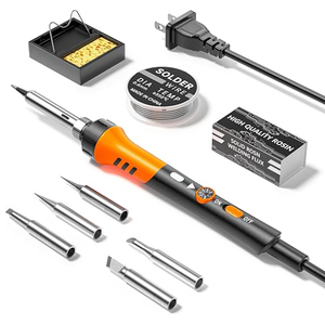 60W Adjustable Temperature Soldering Iron Kit - 9-in-1 With 5 Tips, Solder Wire Stand for Soldering and Repair