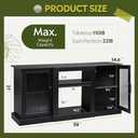 WLIVE Retro TV Stand for 65 inch TV, TV Console Cabinet with Storage, Open Shelves Entertainment Center for Living Room and Bedroom, Black