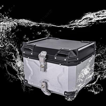 55L Motorcycle Top Case, Aluminum/RV/Yacht/Motorcycle Rear Top Box and Tail Box for Luggage/Helmet/Tools storage Waterproof Silver